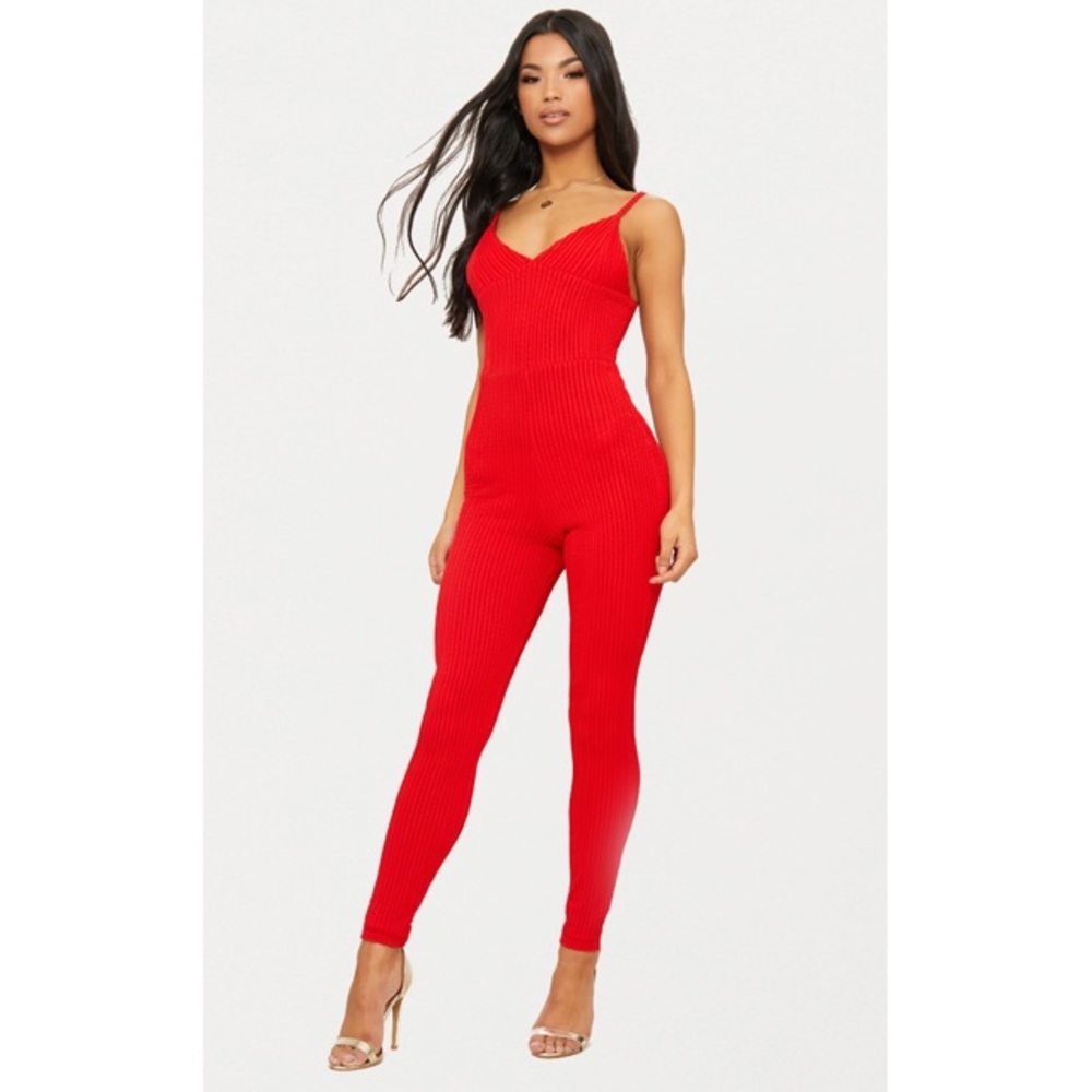 PrettyLittleThing Red Jumpsuit